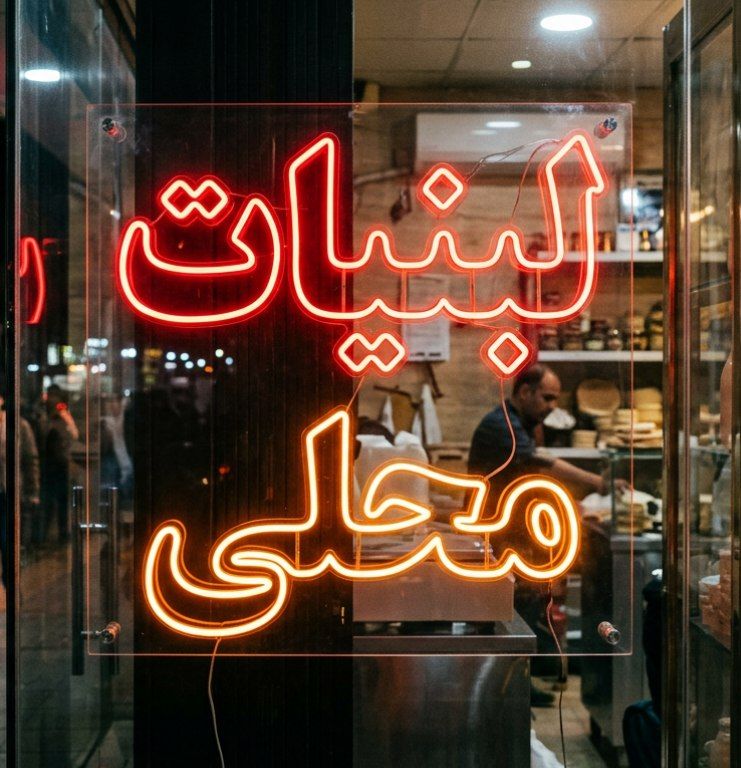 تابلو نئون طرح لبنیات