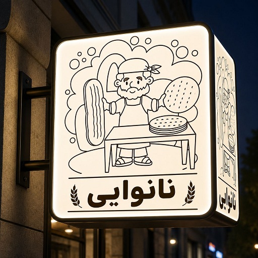 تابلو لایت باکس دوطرفه طرح نانوایی