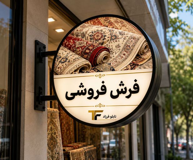 تابلو لایت باکس طرح فرش فروشی