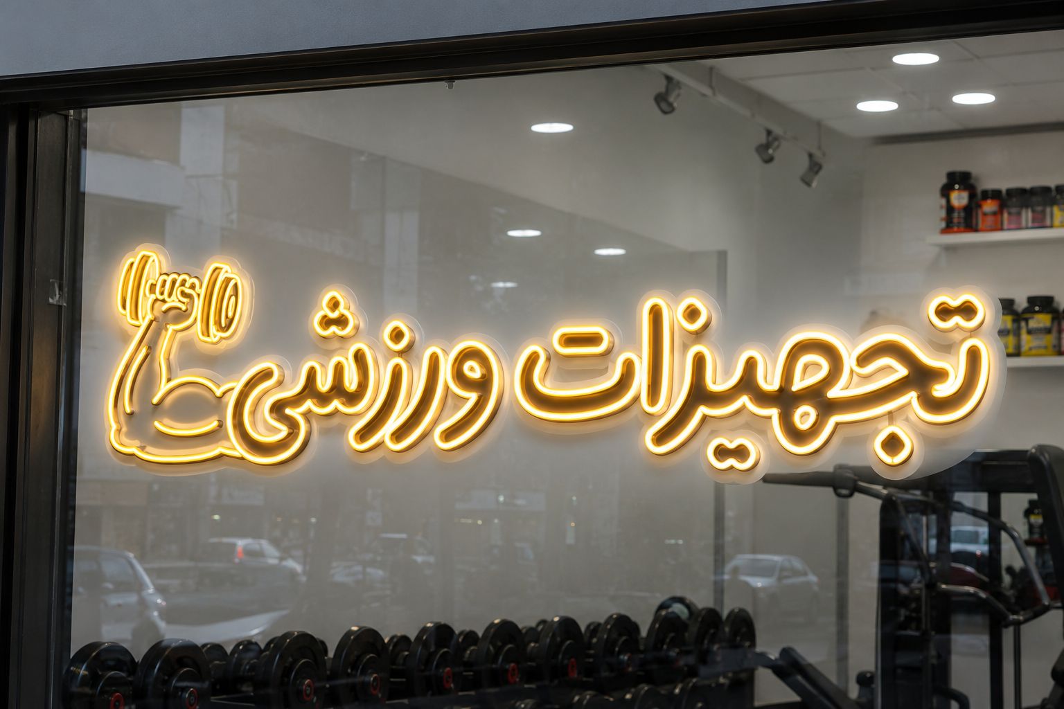 تابلو نئون طرح تجهیزات ورزشی