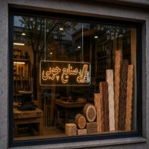 تابلو نئون طرح صنایع چوبی