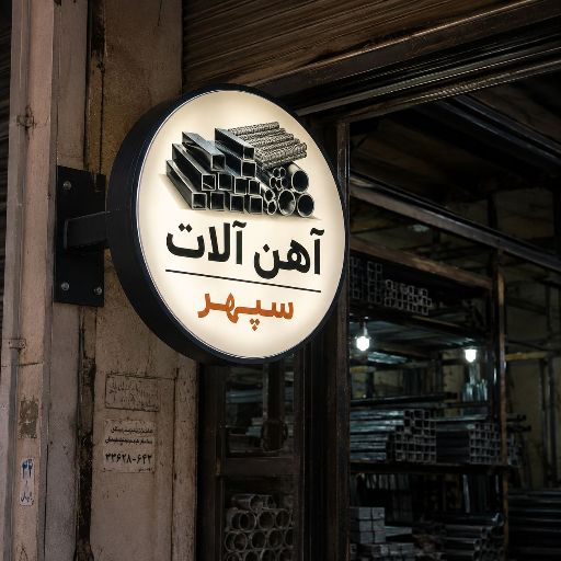 تابلو لایت باکس طرح آهن آلات