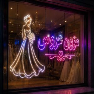 تابلو نئون طرح مزون عروس