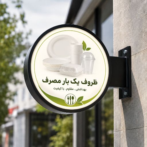 تابلو لایت باکس طرح ظروف یک بار مصرف