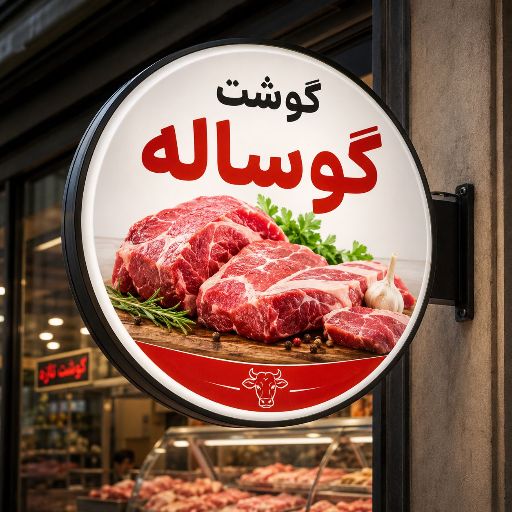 تابلو لایت باکس طرح گوشت گوساله