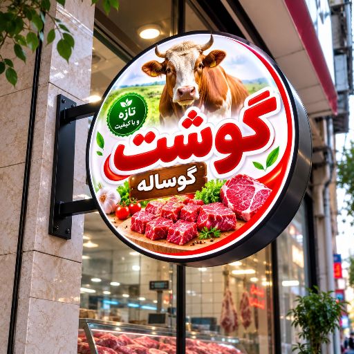 تابلو لایت باکس طرح گوشت گوساله